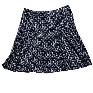Vintage Lauren Ralph Lauren Skirt Women's Size 6 Navy Blue White Patterned Flair
